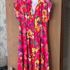 Julia Jordan Red and Orange Floral Midi Dress